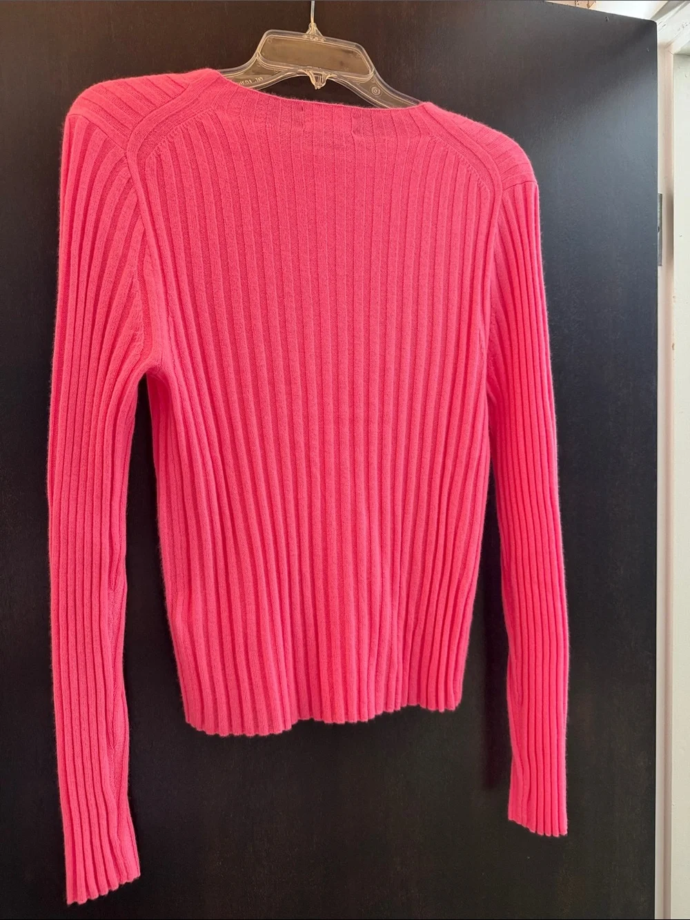 J. Crew Vibrant Pink Ribbed Button-Front Cardigan
